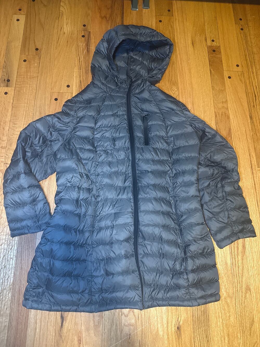 HFX Halifax Active Women Sz 1XL Hooded Puffer Coat Charcoal Black